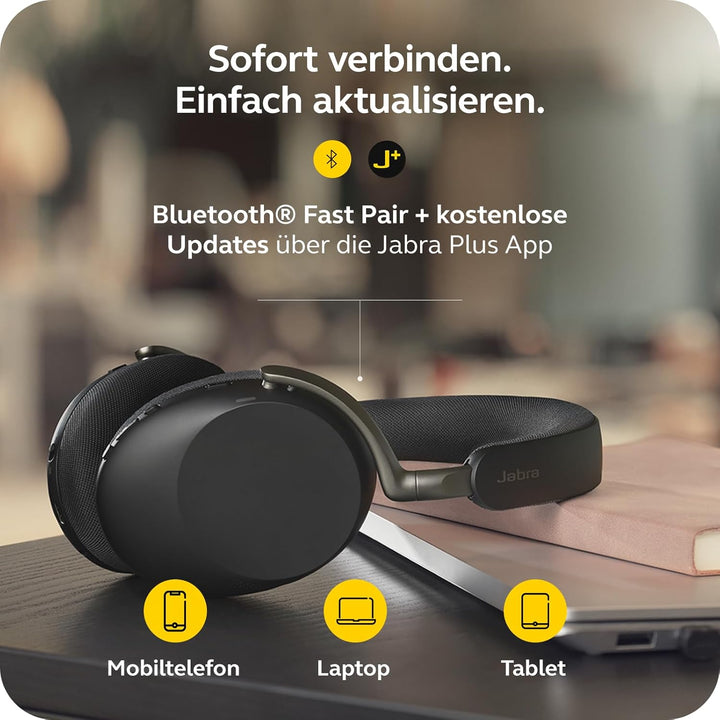 Jabra Evolve3 85 Over-Ear Bluetooth Headset kabellos mit Mikrofon für Büro, USB-C, KI-Sprachanruf, A
