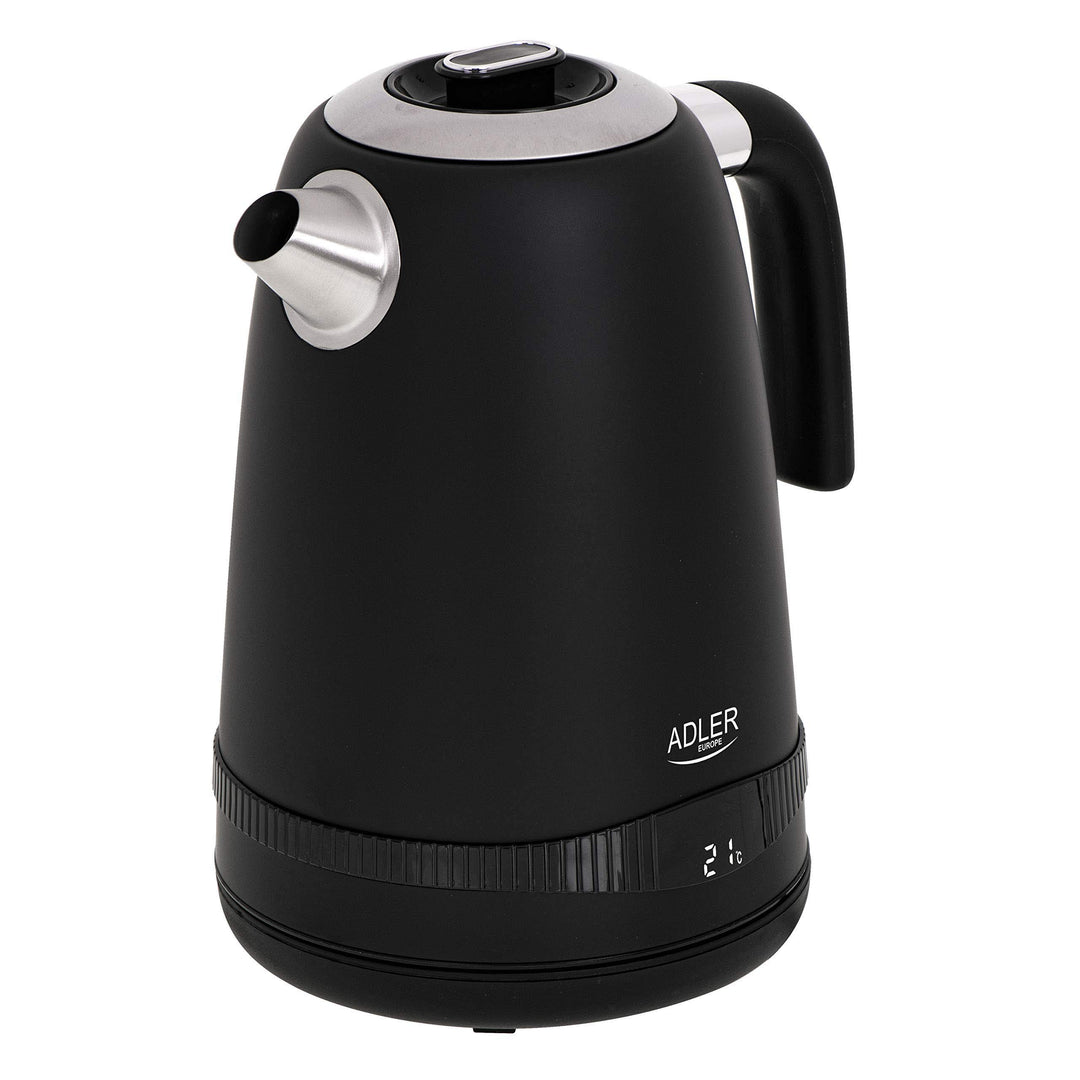 Adler AD 1295b SS Wasserkocher 1,7 l mit LCD Display und Temperaturregelung schwarz satiniert