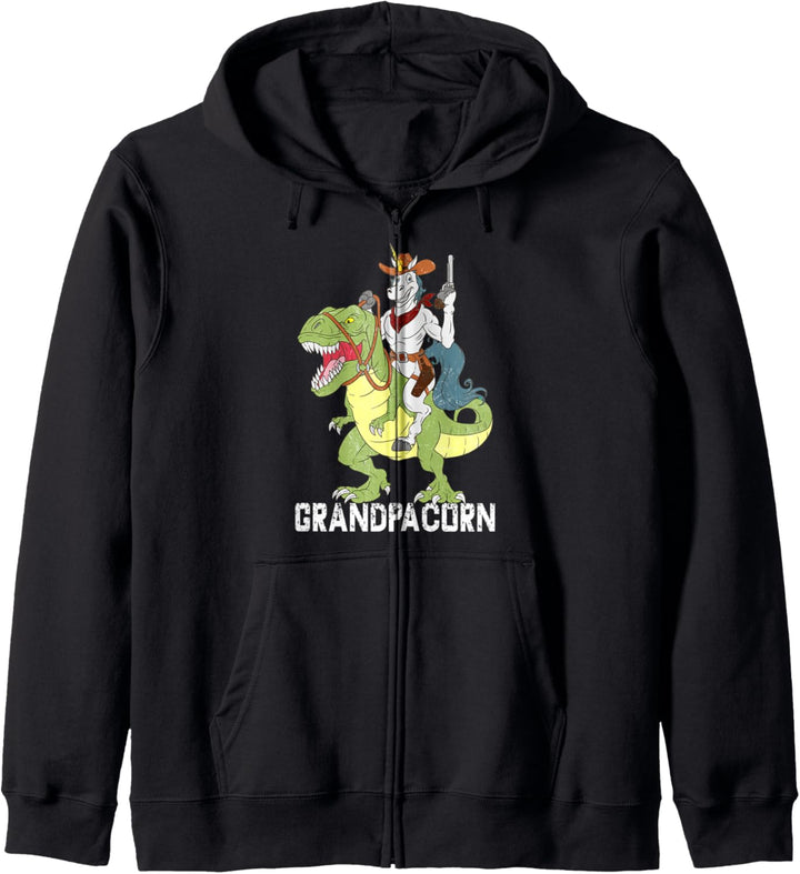 Grandpa Grandpa Sheriff Unicorn Cowboy Riding Dinosaur T-Rex Kapuzenjacke