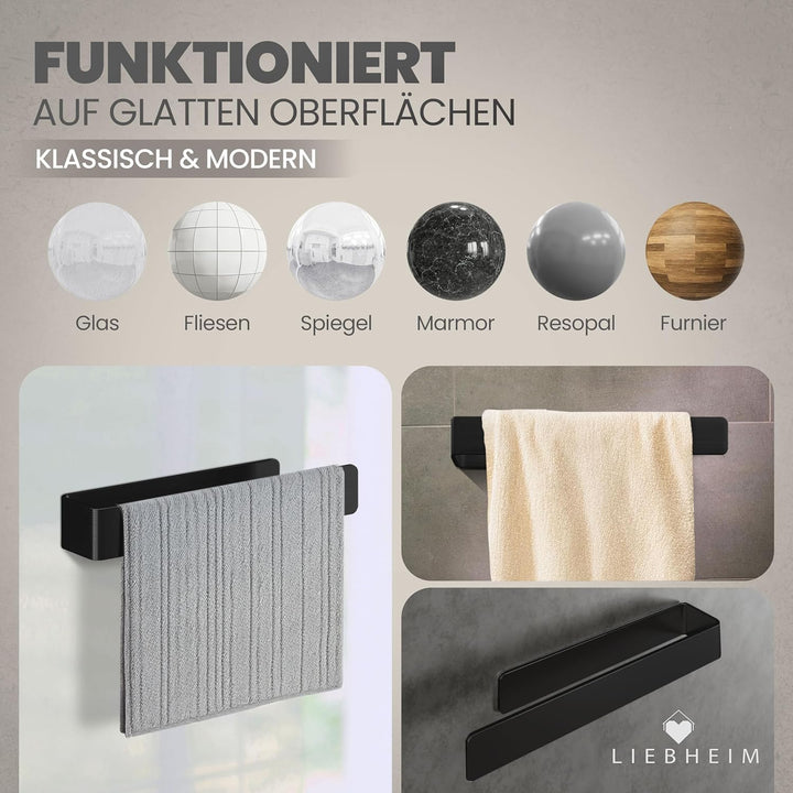 LIEBHEIM Handtuchhalter ohne Bohren - 3M Montage Klebeband & extra grosse Klebefläche - Handtuchstan