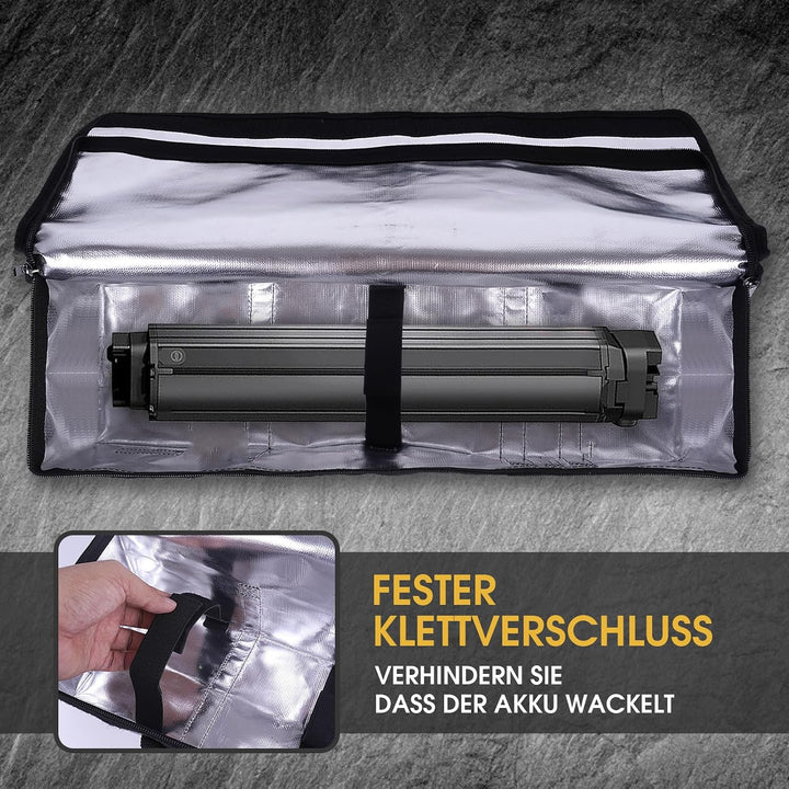 ENROSLU Ebike Akkutasche, 8 Schichten Brandschutz, Feuerfeste Akkutasche bis 1800 °C, Wasserdicht, E