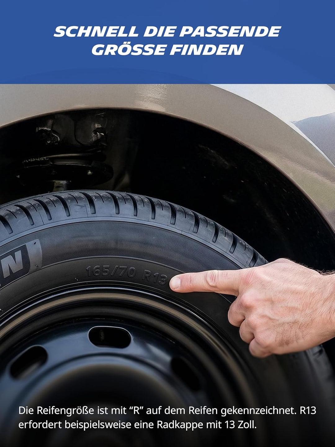MICHELIN Radkappen 15 Zoll Universal Radzierblenden Fabienne 4er Set Fürs Auto ABS Kunststoff | Schw