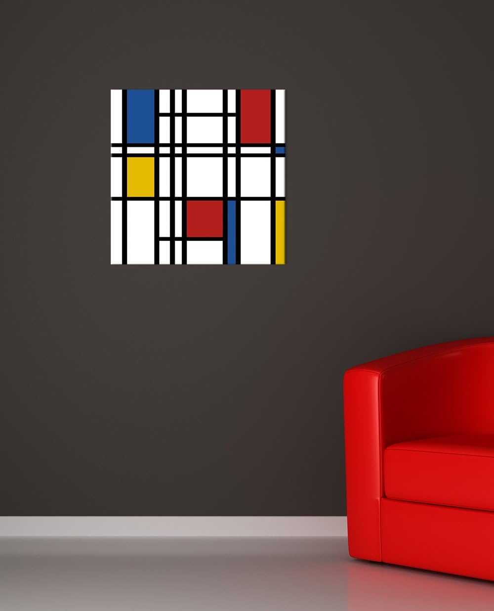 Bilderdepot24 Bild auf Leinwand | Mondrian retro in 80x80 cm als Wandbild | Wand-deko Dekoration Woh