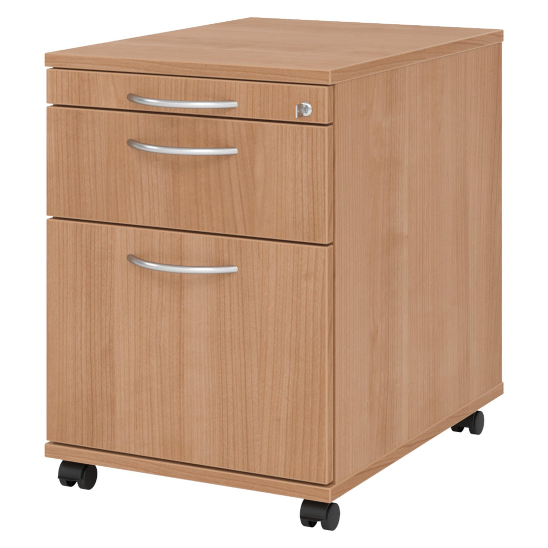 bümö Rollcontainer mit Hängeregistratur, Container abschliessbar aus Holz in Nussbaum - Rollwagen fü