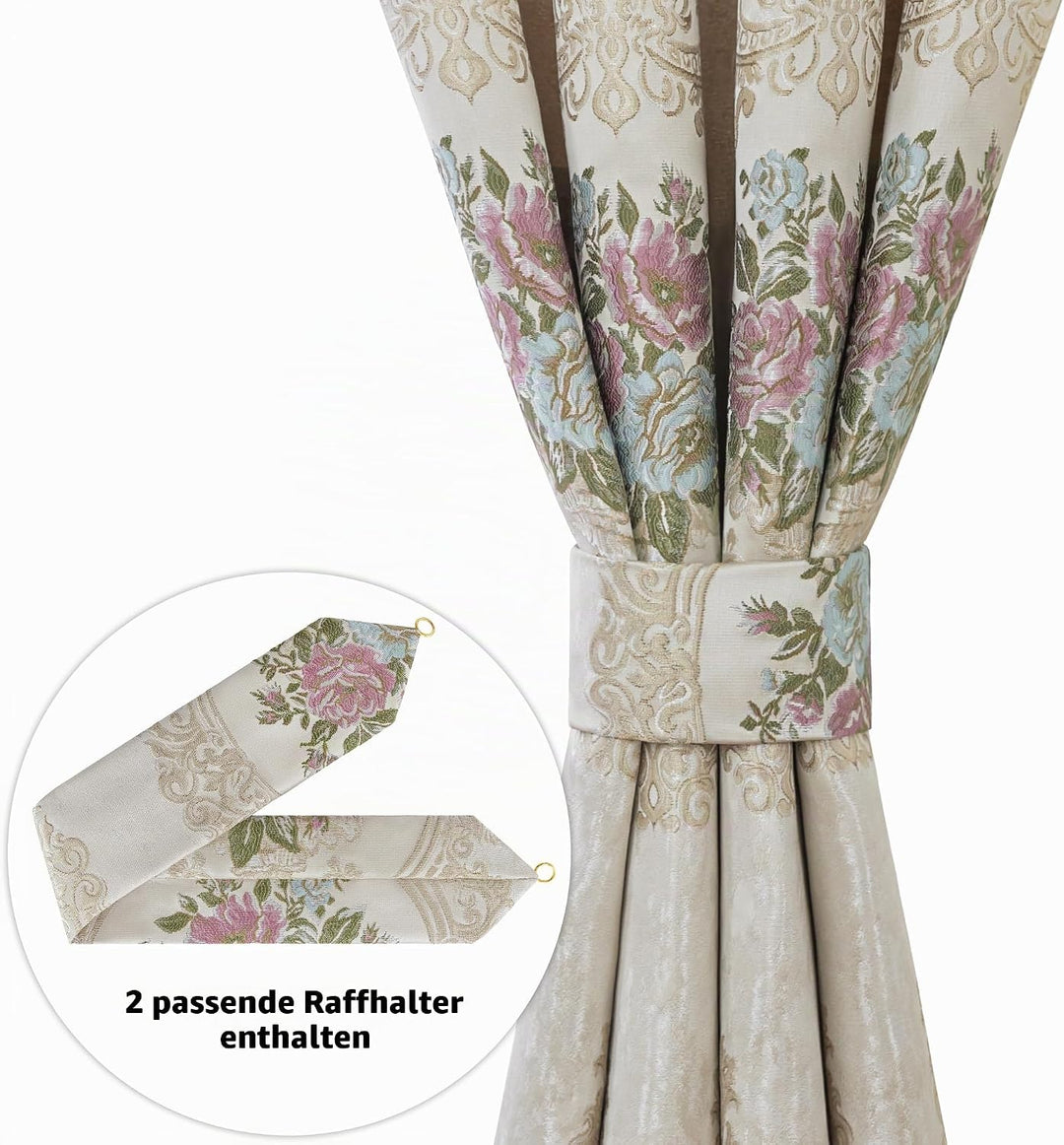 TOPLUXE Vorhänge für Fenster, Damastvorhänge 132x213cm für Schlafzimmer Wohnzimmer Küche, 2 Paneele