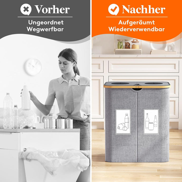 Lifewit 120L Pfandflaschen Sammelbehälter, Flaschen Organizer mit Deckel, Flaschensammler Leergut 2
