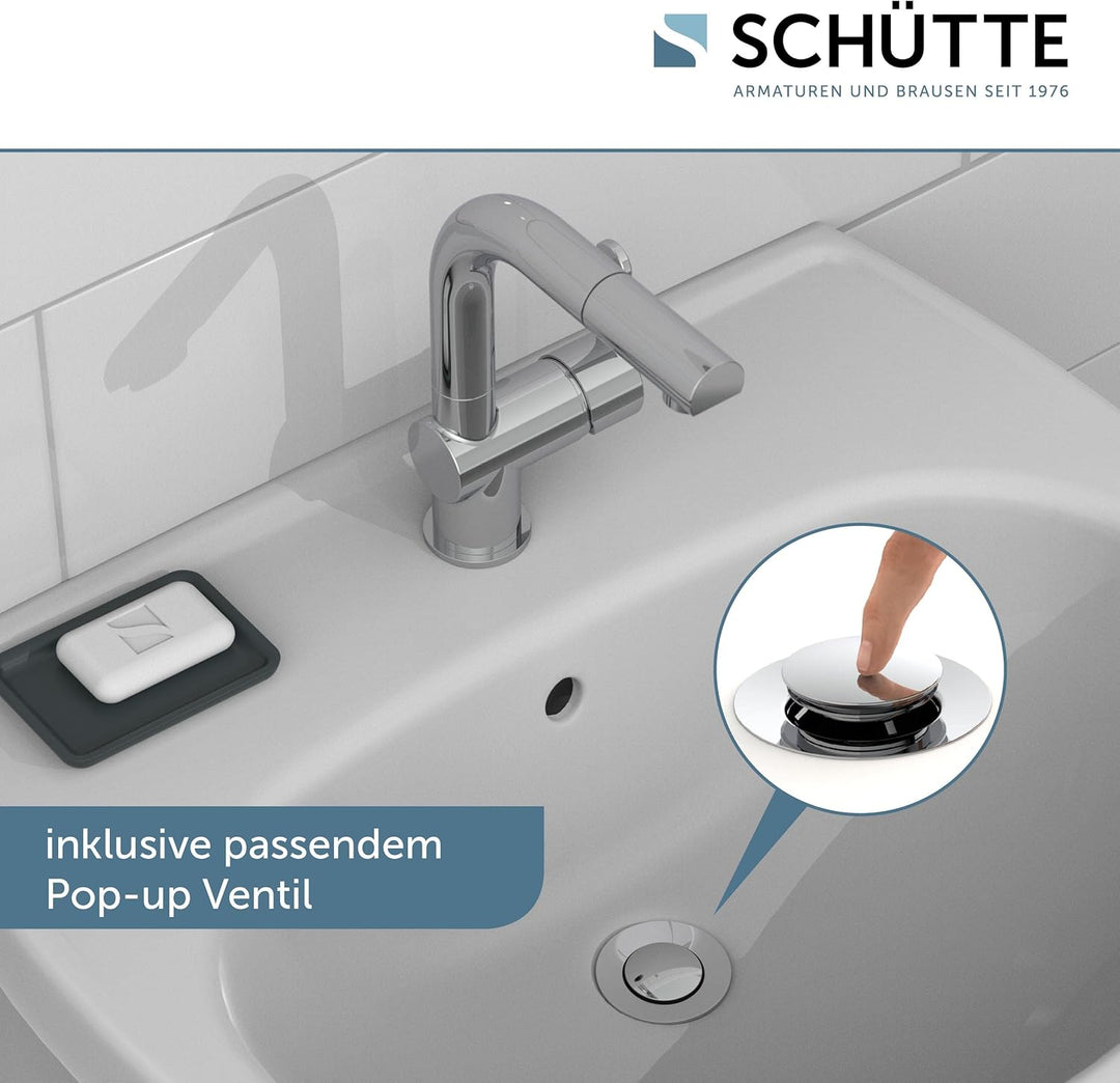 SCHÜTTE 79710 LONDON Wasserhahn fürs Bad, Waschtischarmatur mit herausziehbarer Brause, Haarbrause,