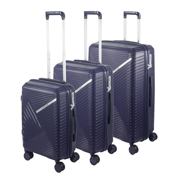 Hartschalen Kofferset 3-teilig aus Polypropylen, 55 cm 66 cm 74 cm (43L 65L 110L), mit TSA Zahlensch