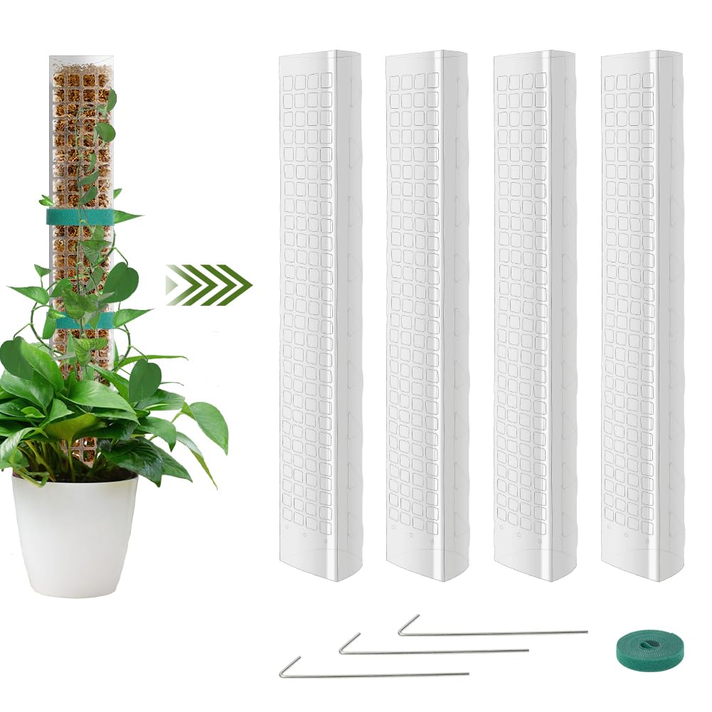 Vicloon Moosstab Rankhilfe, 4 Stück Kunststoff-Moosstange 61cm Monstera Pflanzstab, Pflanzenunterstü