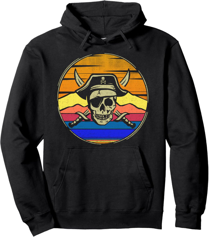 Piratenkapitän, Retro, Sonnenuntergang, lustig, Bootfahrer Pullover Hoodie