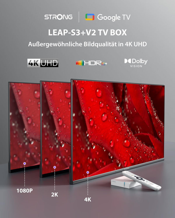 STRONG - Streaming Box Android TV 4K UHD - Leap-S3+ V2 - Chromecast Built-in - Kompatibel mit Google