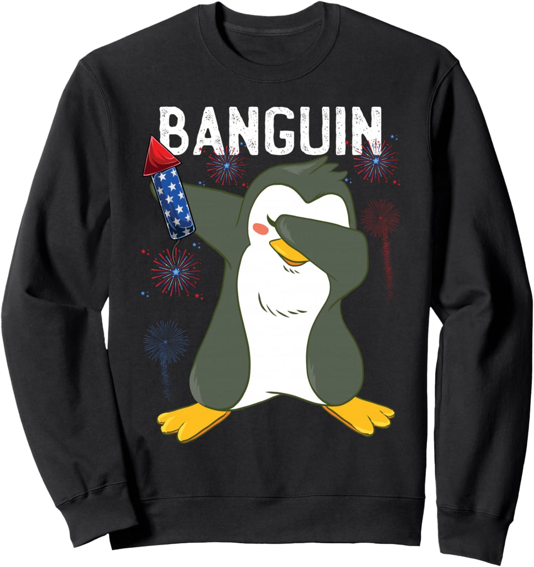 Banguin Pinguin Feuerwerk Neujahr Lustig Silvester Sweatshirt