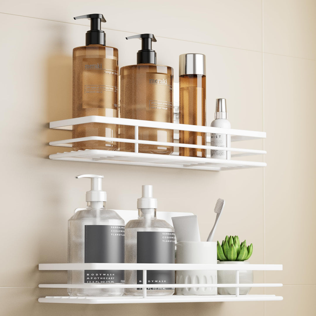 saffruff Duschablage Ohne Bohren 2 Stück Duschregal Weiss Duschkorb Badezimmer Organizer, Regal Badr