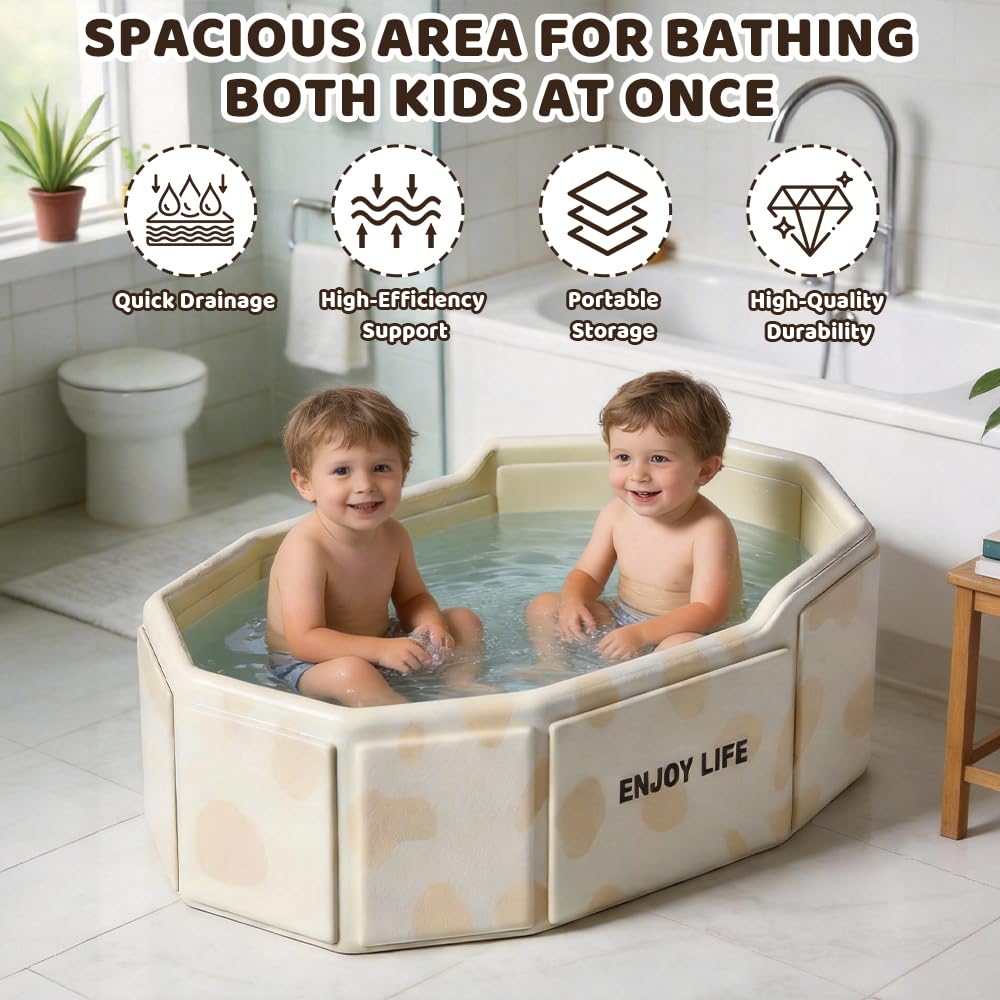 Faltbare Badewanne für Kinder,Grosse Kleinkindbadewanne, Tragbare Badewanne mit Ablassventil Platzsp