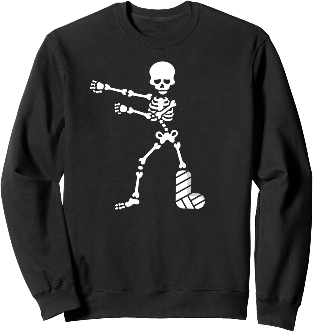 Floss dance flossing Skelett lustig Gebrochenes Bein Gips Sweatshirt