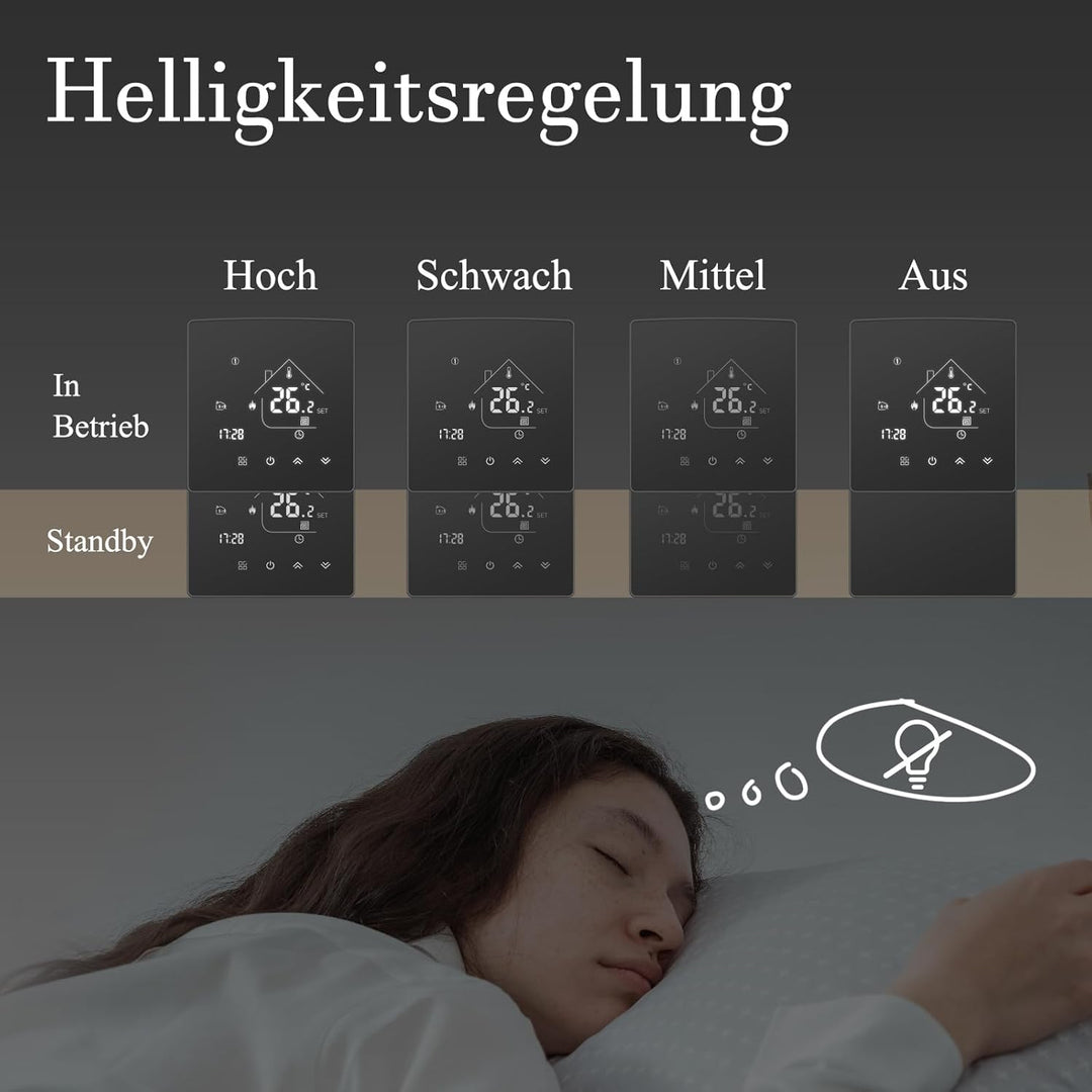 Beok Spiegelthermostat Heizungsthermostat Programmierbar Raumthermostat Digital Wandthermostat für W