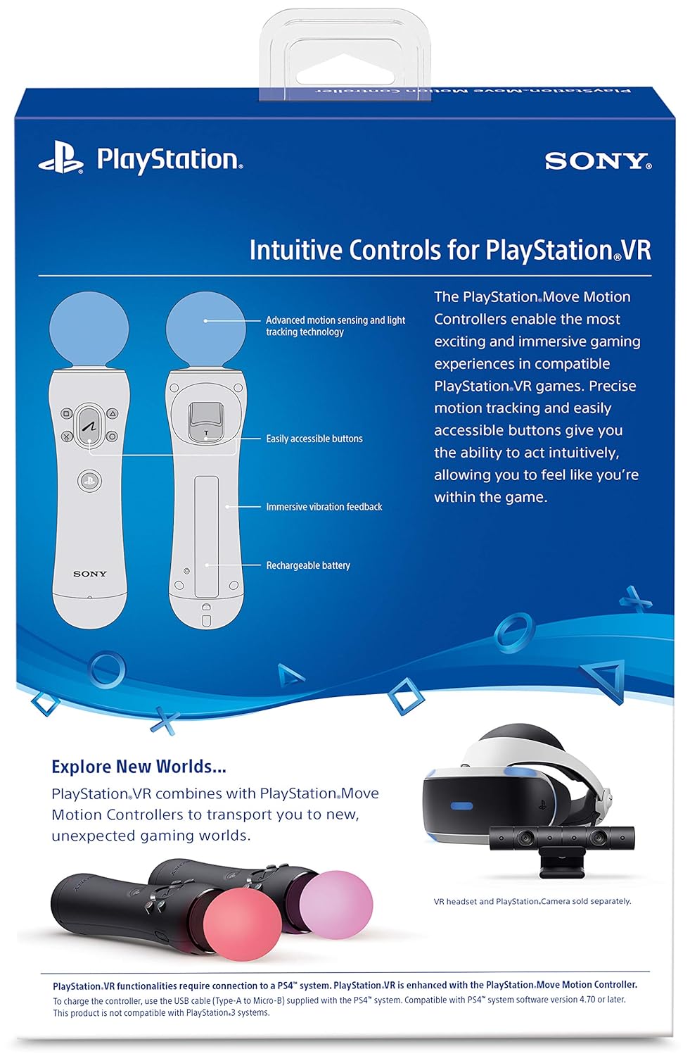 Playstation Sony Move Motion Controllers PS4 - Two Pack Standard, Standard