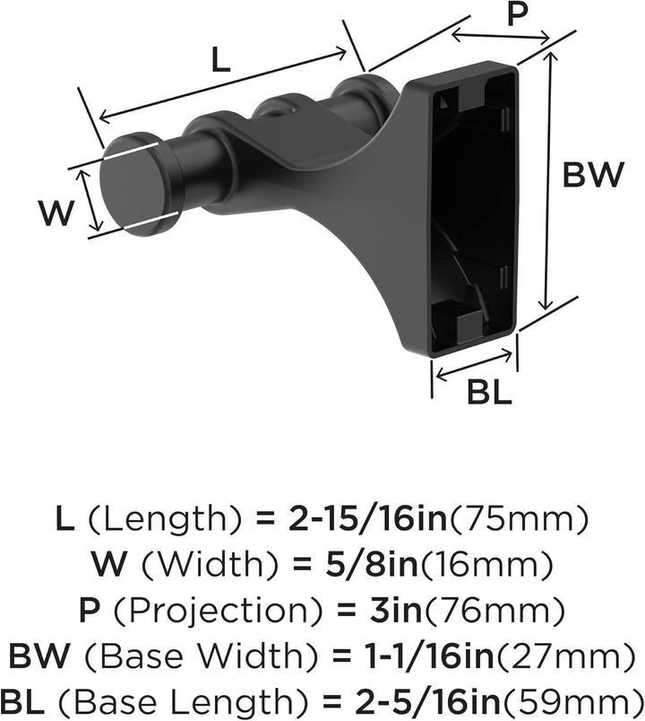 Amerock Davenport Übergangshaken für Bademäntel, matt, Schwarz Robe Hook Matte Black, Robe Hook Matt
