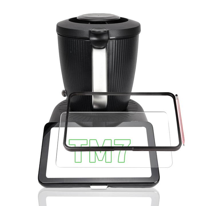 Premium 3-in-1 Display-Schutzrahmen für Thermomix TM7 – robuster PC+ABS-Rahmen, 9H Panzerglas &amp; magn