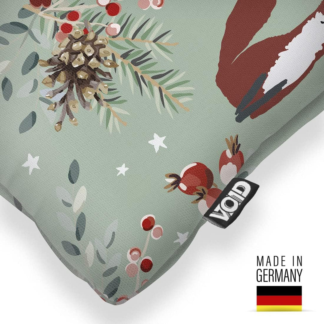 VOID Fuchs Wald Mint Kissenbezug Kissenhülle Sofakissen Kissen Deko Weihnachten Winter Weihnachtsdek
