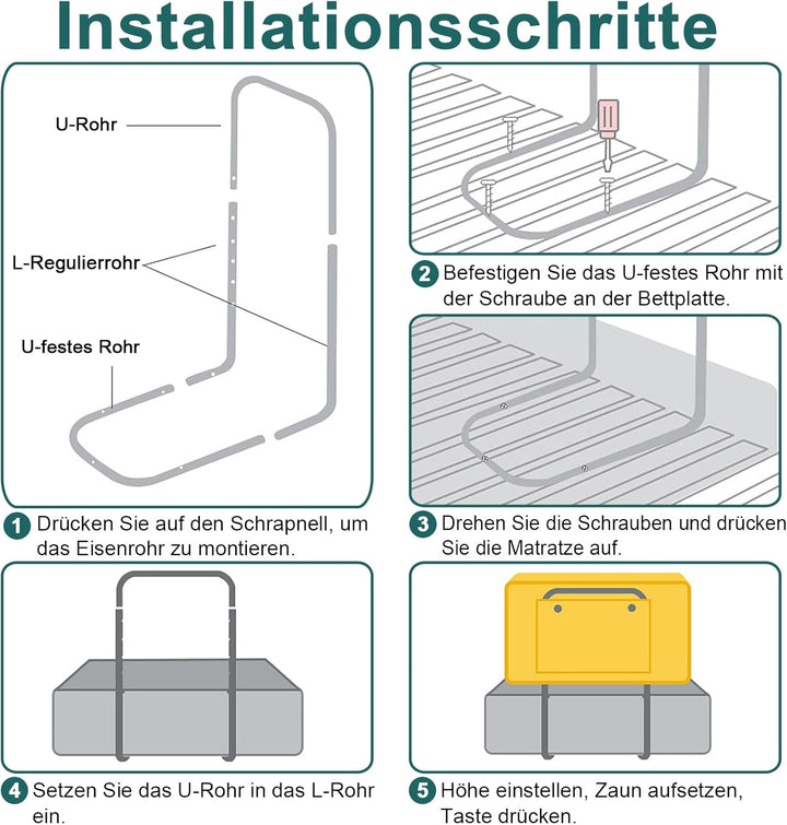 ACXIN 40-60cm Höhenverstellbares Weiches Gitterbett, Sturzsichere Tagesdecke für Kinder, Kinderbettg