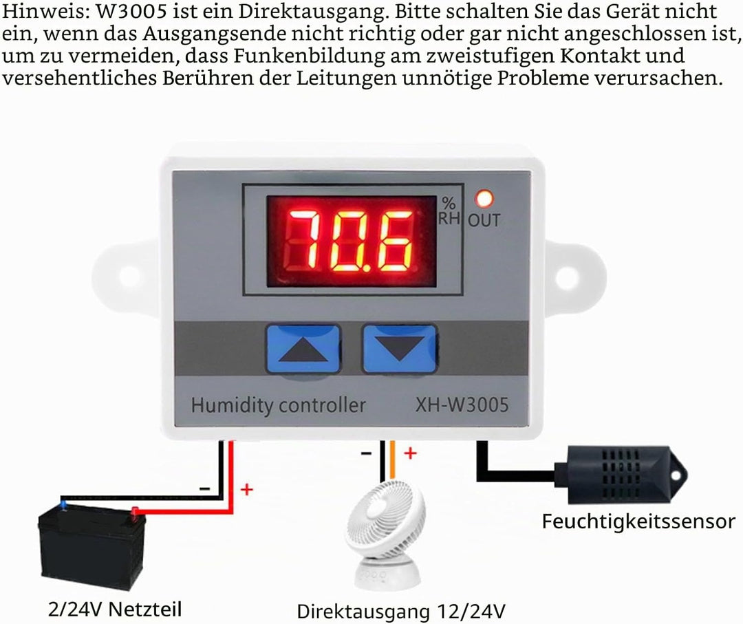 XH-W3005 Feuchtigkeitssensor, Hohe Präzision Luftfeuchtigkeitssensor, 12 V Hygrometer Digital Schalt