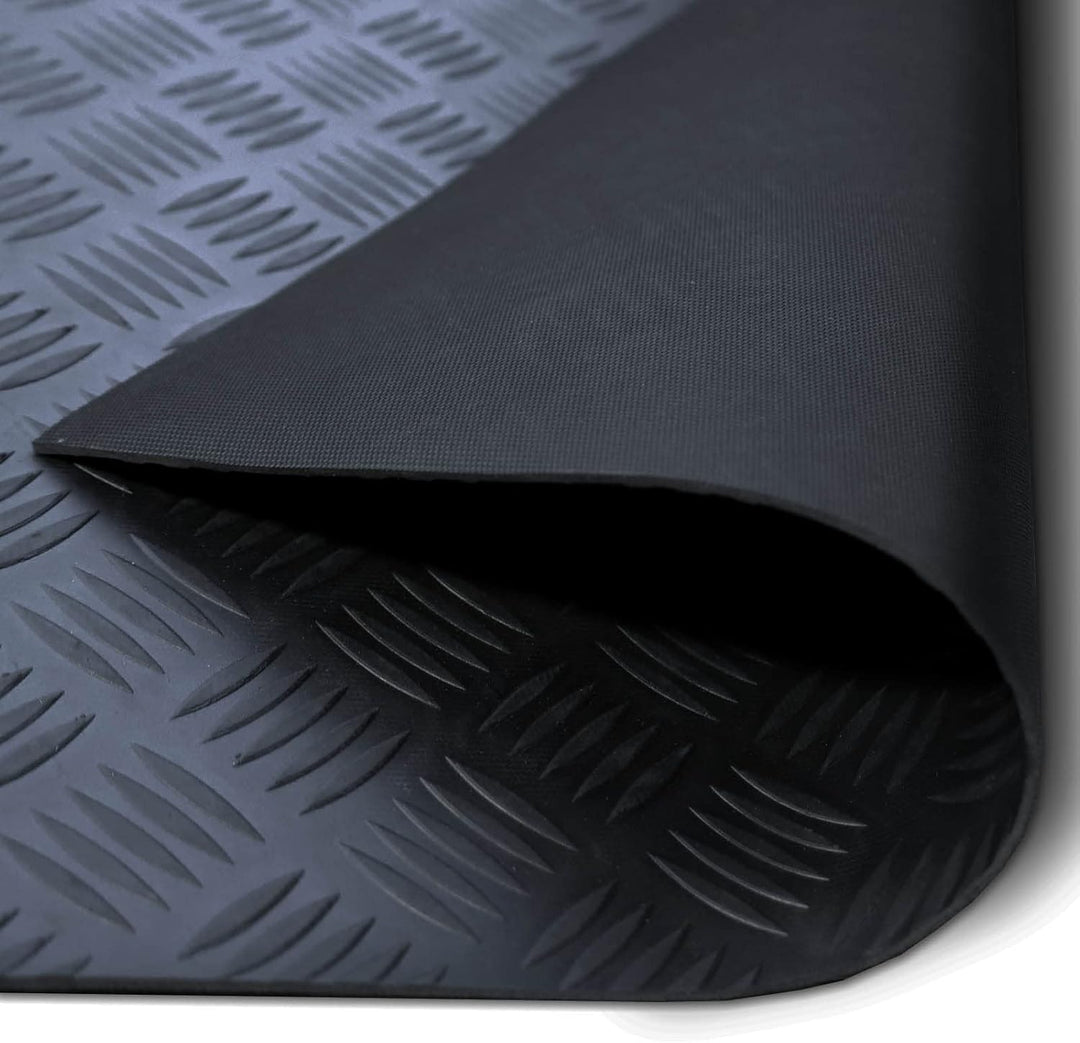 Nova Forma Gummiläufer Meterware Checker - 150 x 100 cm - Schwarz 3mm | Rutschhemmende Gummimatte mi