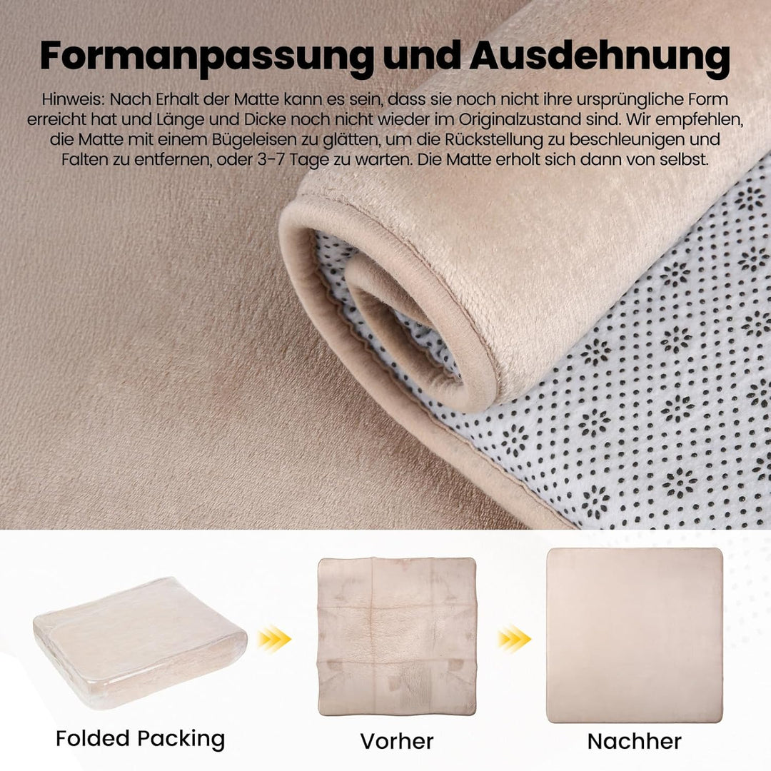 Krabbelmatte Baby 127×127cm, 3cm Dicke Schaumstoff Spielmatte, Ultraweiche Stütze und Plüschiges Gef