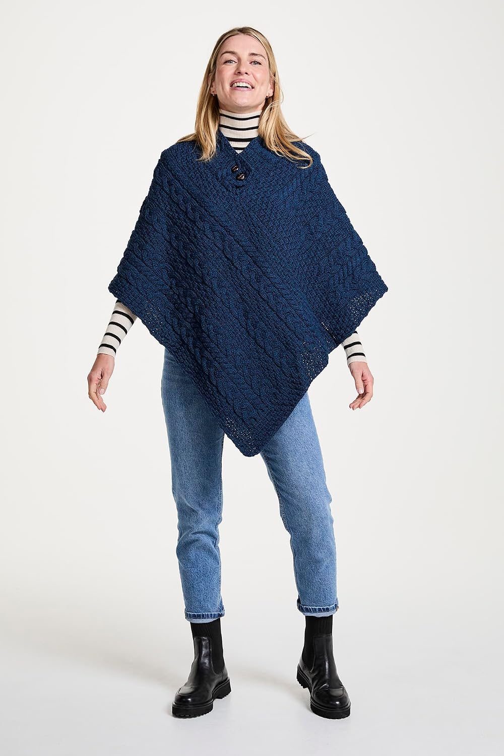Aran Woollen Mills Damen Pullover Einheitsgrösse Blau, Einheitsgr&amp;