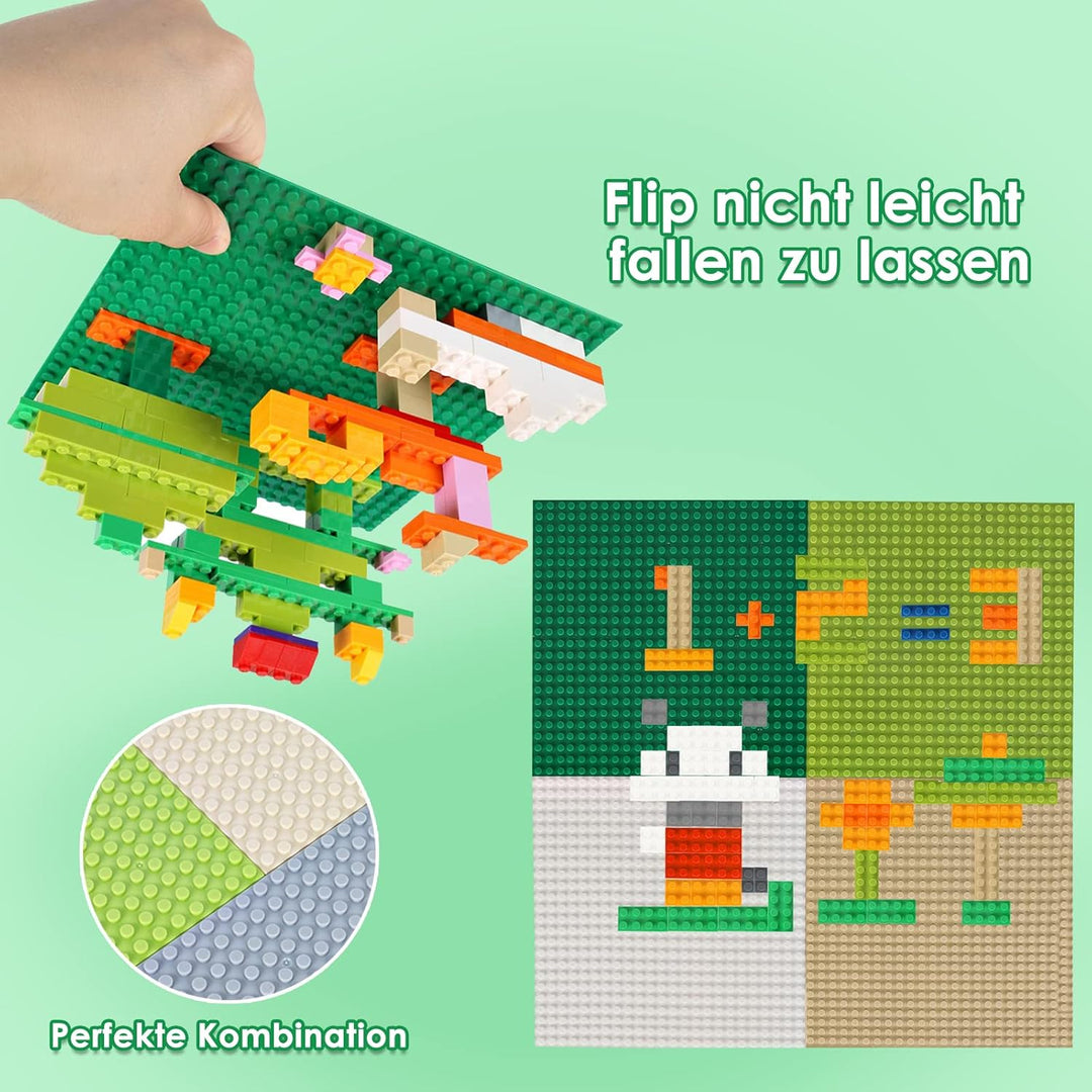 6 Platten-Set Bauplatte Kompatibel mit Lego, 19.2 * 19.2cm, Grundplatte mit 24x24Noppen,Konstruktion