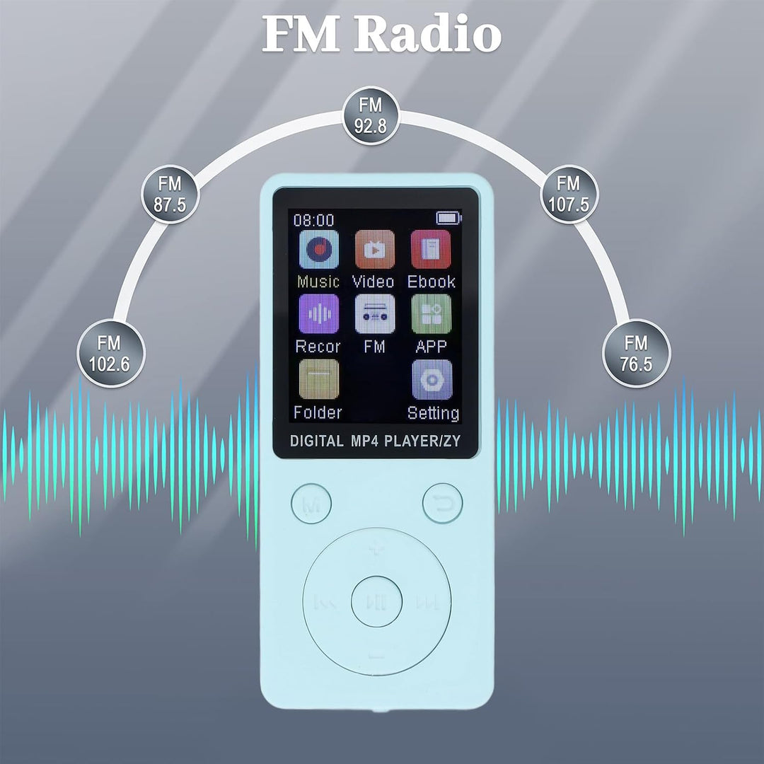 MP3-Player mit Bluetooth, HiFi-Sound, 1,8-Zoll-Bildschirm, Tragbarer Musik-Player mit Kopfhörern, Ra