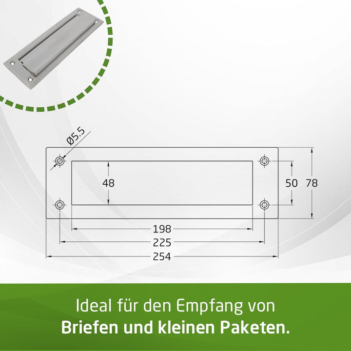 Amig - Briefkastenschlitz Edelstahl Silber Mod. 1 - Klappe für Wände oder Türen - Briefsammler mit E