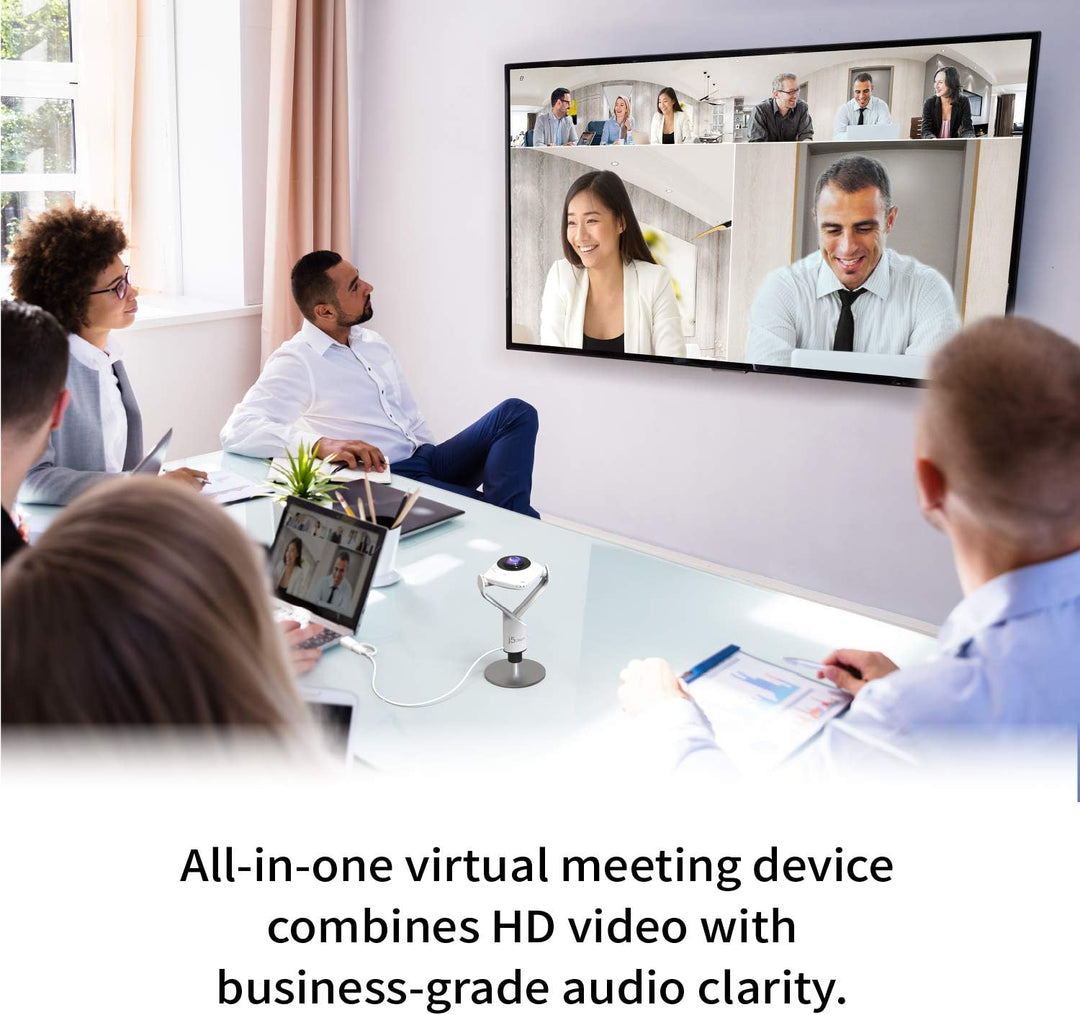 j5create 360-Grad Webcam - 1080P HD-Videokonferenzkamera mit eingebautem High-Fidelity Mikrofon, USB