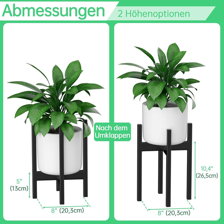 ZMTECH 20cm Durchmesser Blumenhocker Metall Schwarz Klein Pflanzenständer Mid Century, Pflanzenhocke
