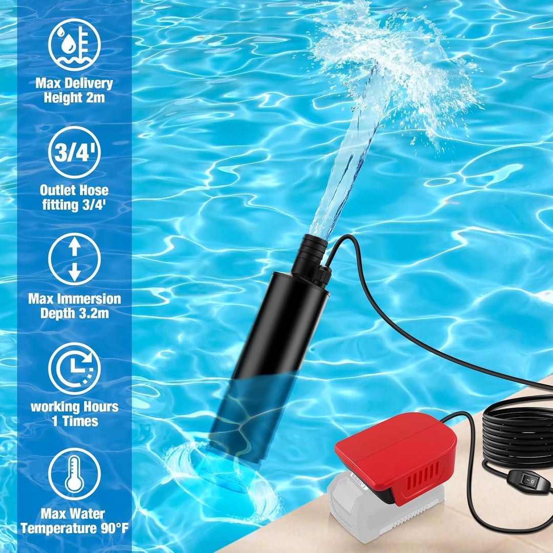 Wasser Pumpe Sumpf Pumpe for Einhell 18V Akku, Tauchpumpe für Campingwannen, Garten, Wohnmobil, Teic