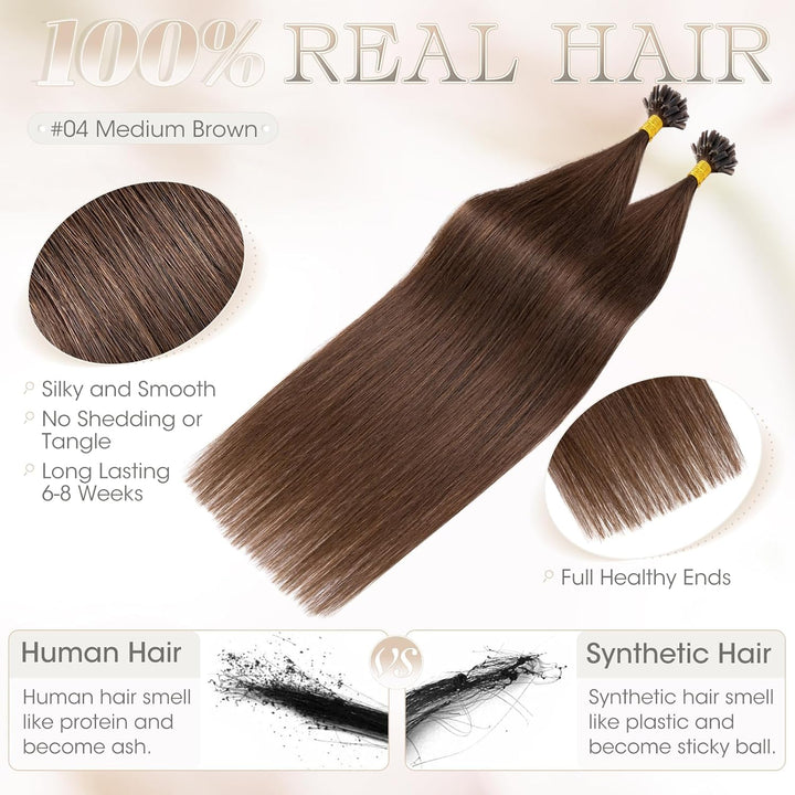 Elailite Bonding Extensions Echthaar Keratin U-Tip Haarverlängerung 100% Menschenhaar 1g/Strähne 20'