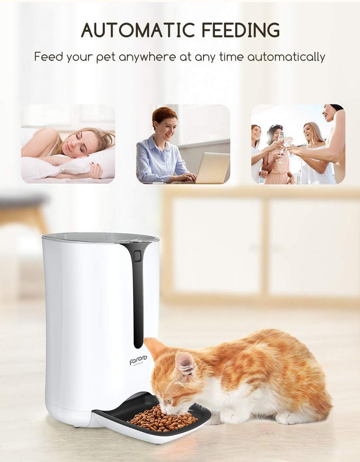 Faroro Futterautomat Katze mit Timer-Zuführung 7L Automatischer Futterautomat mit Portionskontrolle