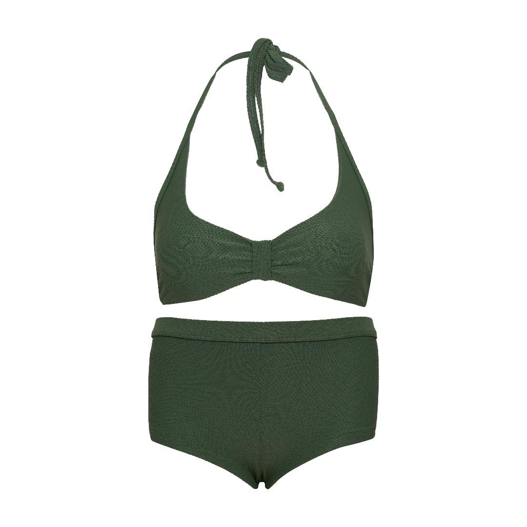 La-V Mädchen Neckholder-Bikini 152-158 Oliv, 152-158 Oliv