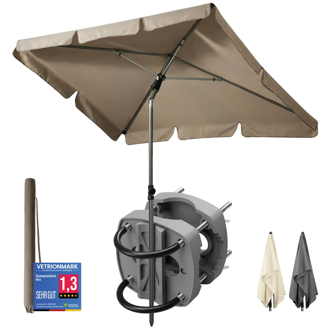 4smile Sonnenschirm Balkon SunnyShade - Sonnenschutz Balkon 3-in-1 SET, Taupe - UPF 50+ Sonnenschirm