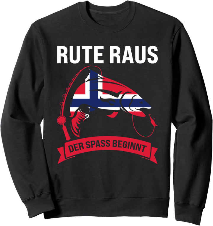 rute raus der spass beginnt Norwegisch Angeln Norwegen Sweatshirt