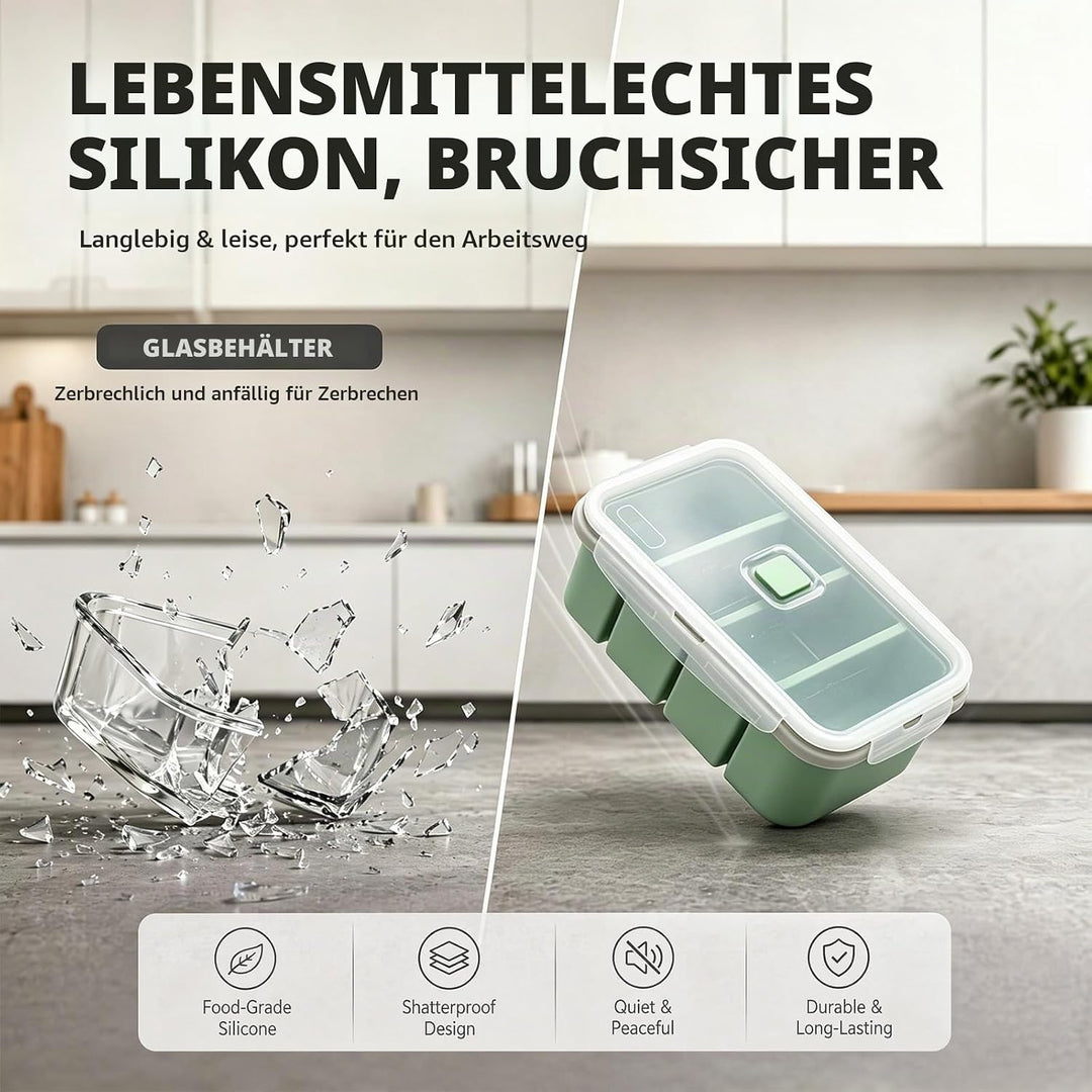 3 Stück Souper Cubes-Set Silikon Gefrierform mit Deckel, 2/4/6 Löcher Einfrieren Behälter, Meal Prep