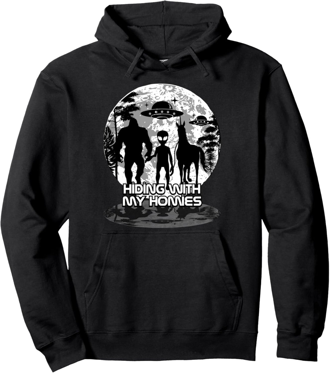 Bigfoot Alien Einhorn UFO Cryptids Verstecken mit meinen Homies Pullover Hoodie