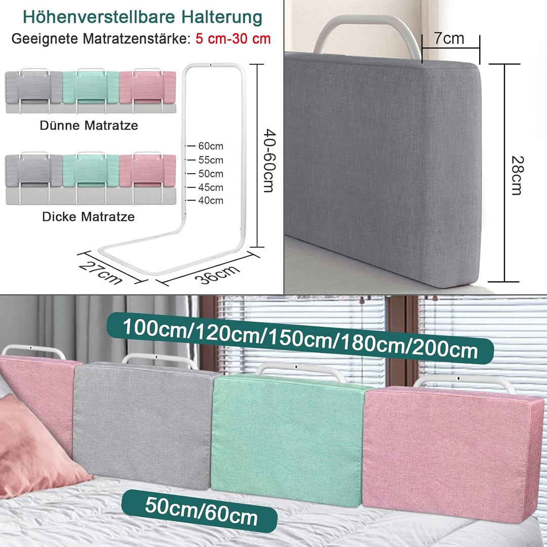 HENGMEI Bettgitter Bettschutzgitter 100cm Kinderbettgitter Höhenverstellbar Absturzsicheres Bettgitt