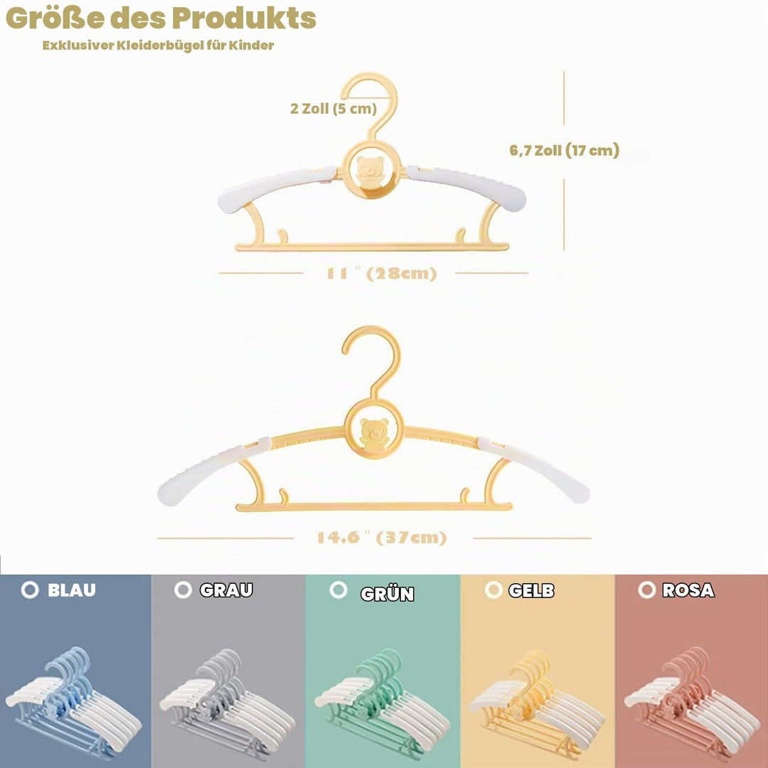 JSF Babykleiderbügel,Mitwachsende kleiderbügel KinderSet20 Stapelbare Baby Kleiderbügel mit Bärchen-