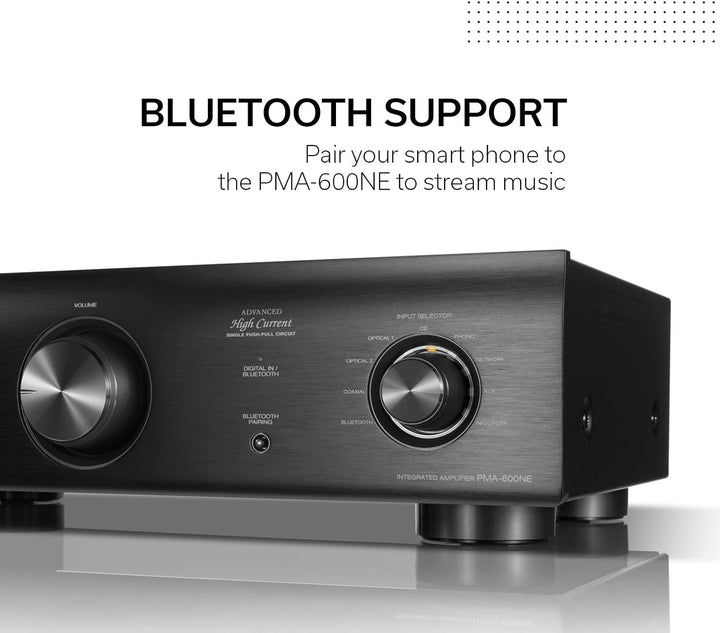 Denon PMA600NE HiFi-Verstärker, Endstufe mit Bluetooth, Phono-Equalizer, 1x Koaxial- & 2x Optischer