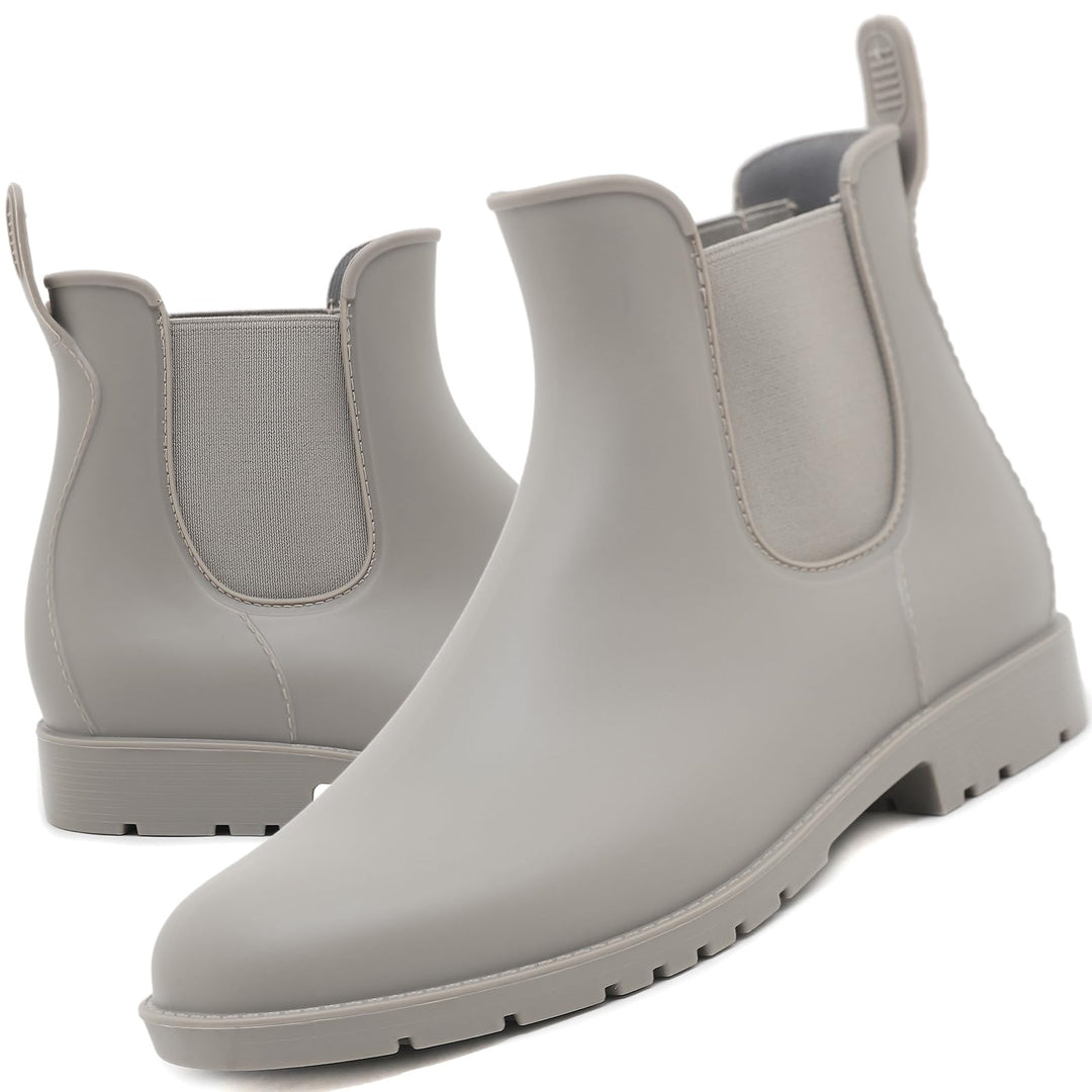 Unisex-Erwachsene Gummistiefel Wasserdicht mit Blockabsatz, Gr.35-43 41 EU 23 Grau, 41 EU 23 Grau
