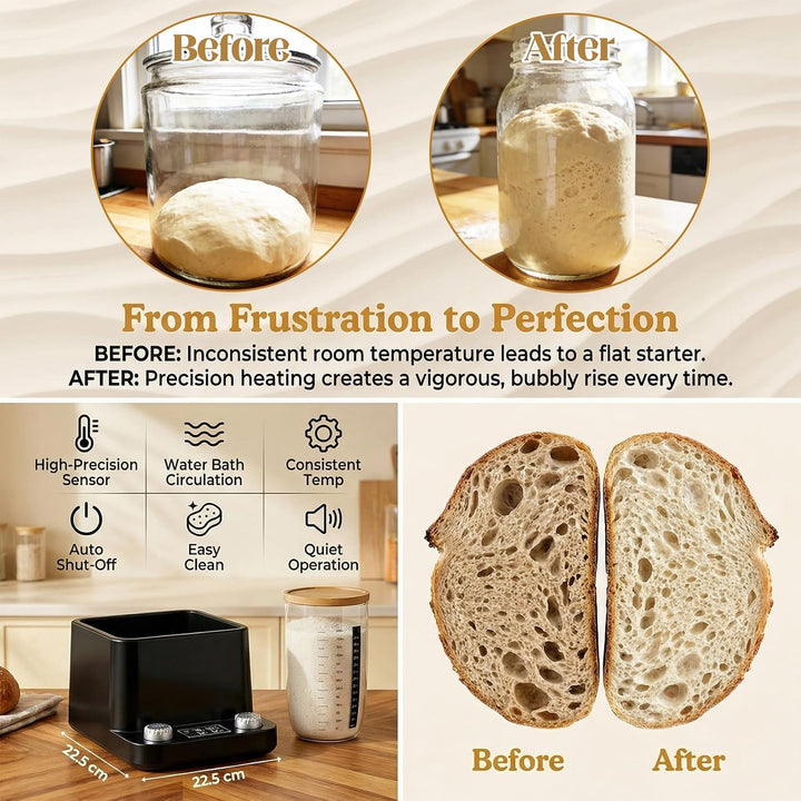 Sauerteig Starter Wärmer, 360° Gleichmässiges Wasserbad-Sauerteigwärmer | 1 ° F Präziser Thermostat