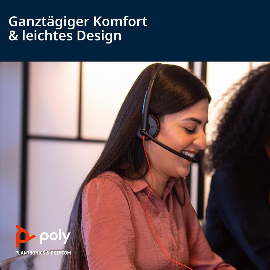 Plantronics – Blackwire 3220, kabelgebundenes Headset – Zwei-Ohr-Headset (Stereo) mit Mikrofonarm –