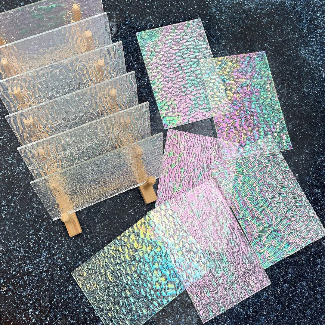 LITMIND 12 Blatt schillernde, transparente, strukturierte Buntglas-Sortimentspackung, 10,2 x 15,2 cm