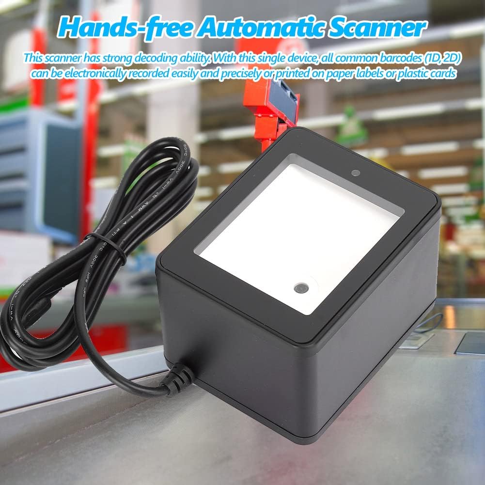 ASHATA Desktop Barcode Scanner, 360° Barcode Scanner, QR Code Scan Plattform, CMOS Supermarket Mobil